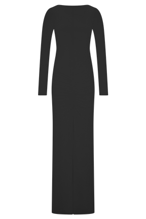 Louisa Long Sleeve Slinky Maxi Dress - Black