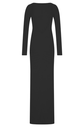 Louisa Long Sleeve Slinky Maxi Dress - Black