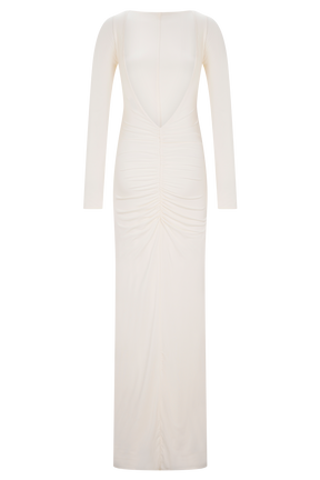 Louisa Long Sleeve Slinky Maxi Dress - Ivory