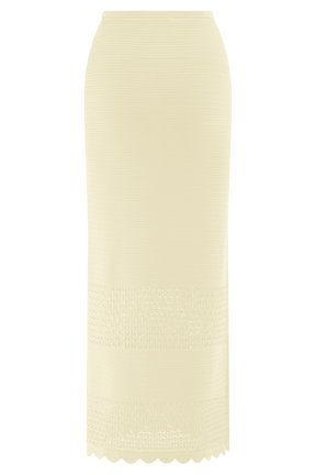 Madeline Scallop Knit Midi Skirt - Ivory