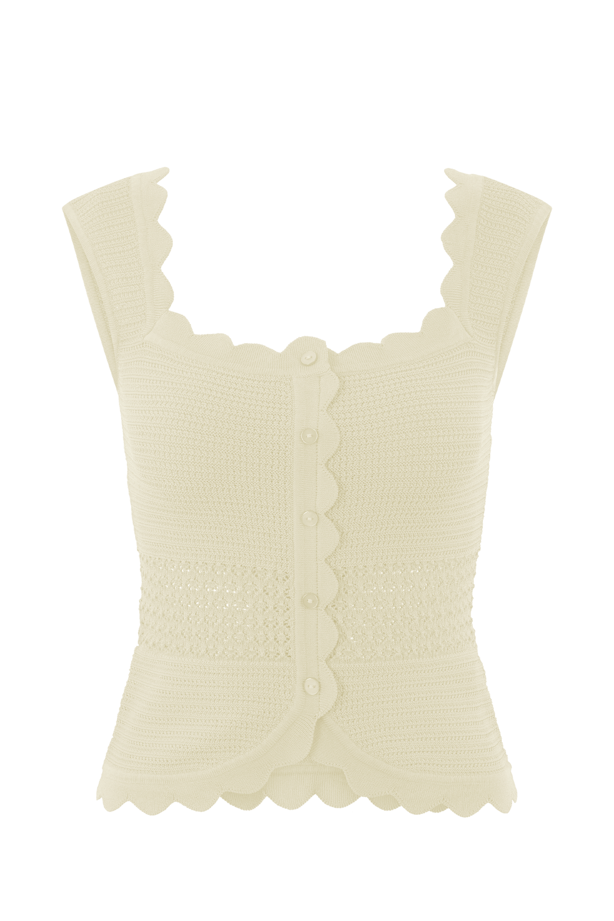 Madeline Scallop Knit Top - Ivory