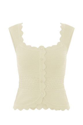 Madeline Scallop Knit Top - Ivory