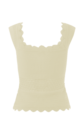 Madeline Scallop Knit Top - Ivory