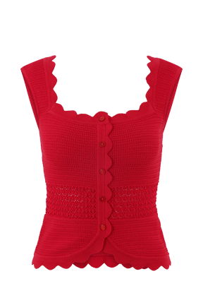 Madeline Scallop Knit Top - Red