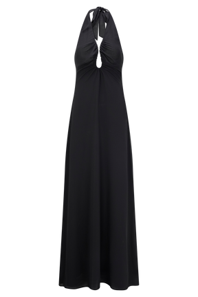 Malakhai Chiffon Halter Maxi Dress - Black