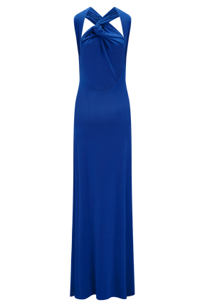 Marlee Asymmetrical Slinky Maxi Dress - Cobalt