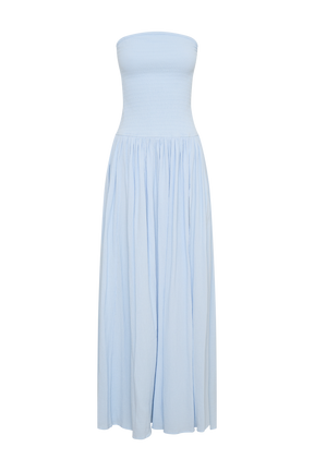 Maureen Cotton Shirring Maxi Dress - Powder Blue