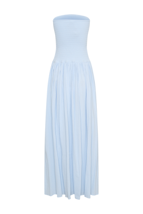 Maureen Cotton Shirring Maxi Dress - Powder Blue