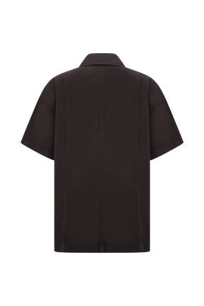 Maya Oversized Denim Shirt - Chocolate