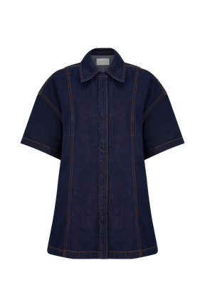 Maya Oversized Denim Shirt - Indigo Blue