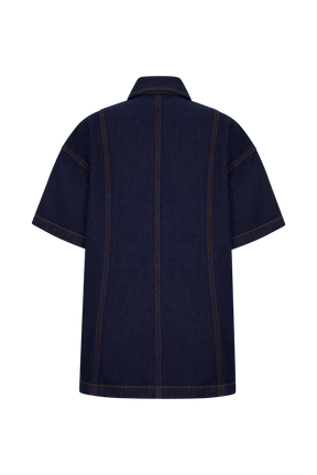Maya Oversized Denim Shirt - Indigo Blue