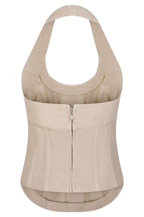 Meadow Denim Corset Halter Top - Stone Wash