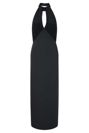 Mierah Halter Midi Dress - Black