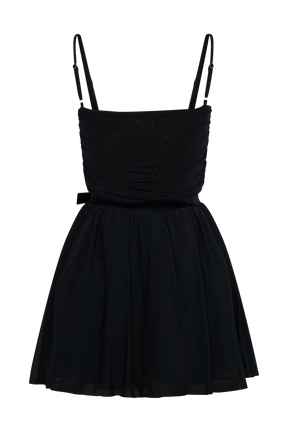 Mischa Mesh Mini Dress With Flower - Black