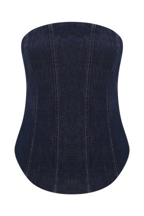 Monte Strapless Denim Corset - Washed Indigo Blue