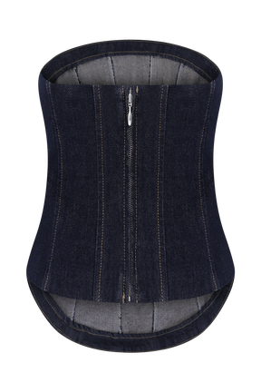 Monte Strapless Denim Corset - Washed Indigo Blue