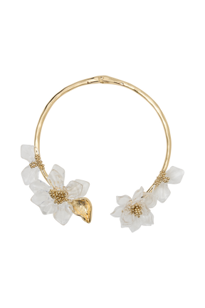 Naomi Acrylic Flower Necklace - Gold