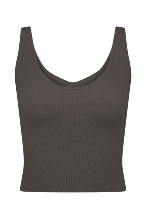 Natalya Ribbed Knit Cami Top - Dark Chocolate