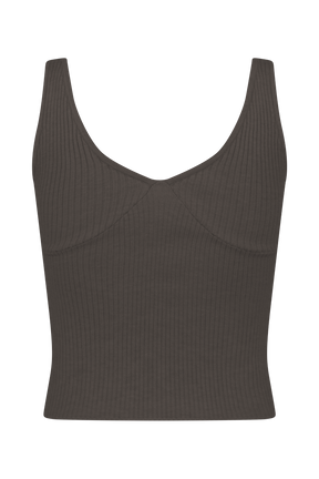 Natalya Ribbed Knit Cami Top - Dark Chocolate