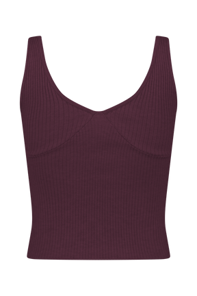 Natalya Ribbed Knit Cami Top - Merlot