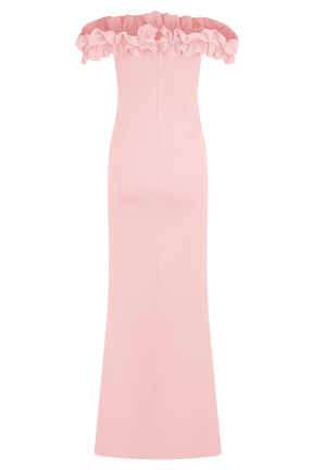 Nova Ruffle Off Shoulder Maxi Dress - Ballet Pink