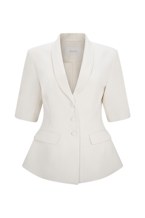 Opal Puff Sleeve Suiting Top - Ivory