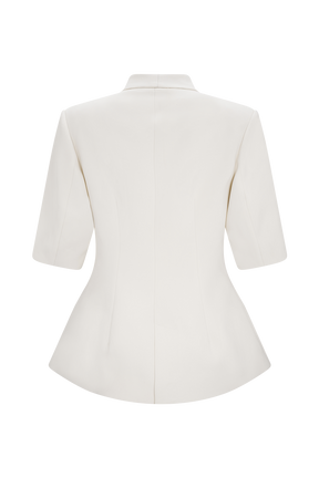 Opal Puff Sleeve Suiting Top - Ivory