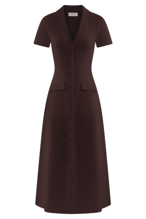 Pearson Short Sleeve Knit Midi Dress - Chocolate