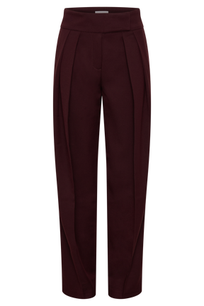 Penelope Pleated High Waisted Pants - Mahogany