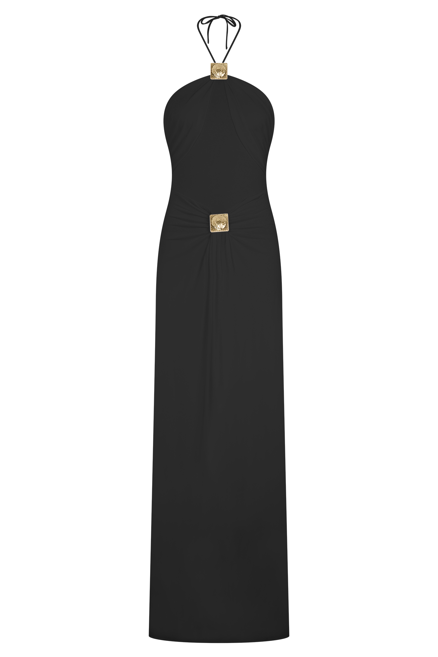 Quincy Halter Maxi Dress With Hardware - Black