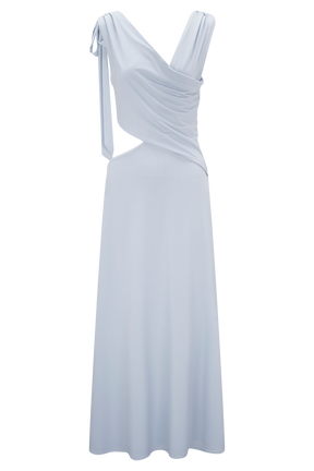 Raleigh Asymmetrical Slinky Midi Dress - Pale Blue