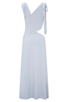 Raleigh Asymmetrical Slinky Midi Dress - Pale Blue