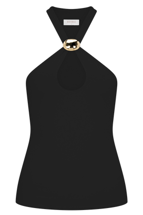Ramona Modal Tank Top With Hardware - Black