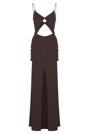 Reama Wrap Over Knit Maxi Dress - Chocolate