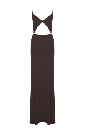 Reama Wrap Over Knit Maxi Dress - Chocolate