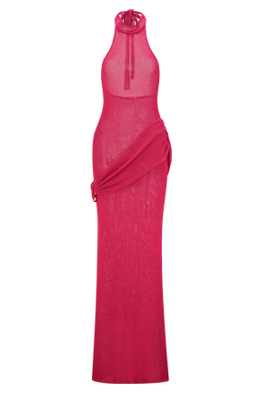 Reece Halter Knit Maxi Dress - Dragonfruit