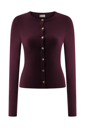 Reese Fitted Knit Cardigan - Merlot