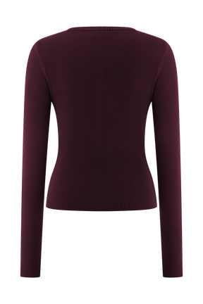 Reese Fitted Knit Cardigan - Merlot