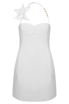 Reyes Cotton Floral Mini Dress - White