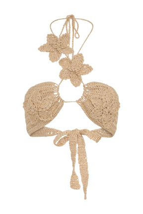 River Floral Crochet Bikini Top - Gold