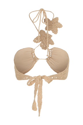 River Floral Crochet Bikini Top - Gold
