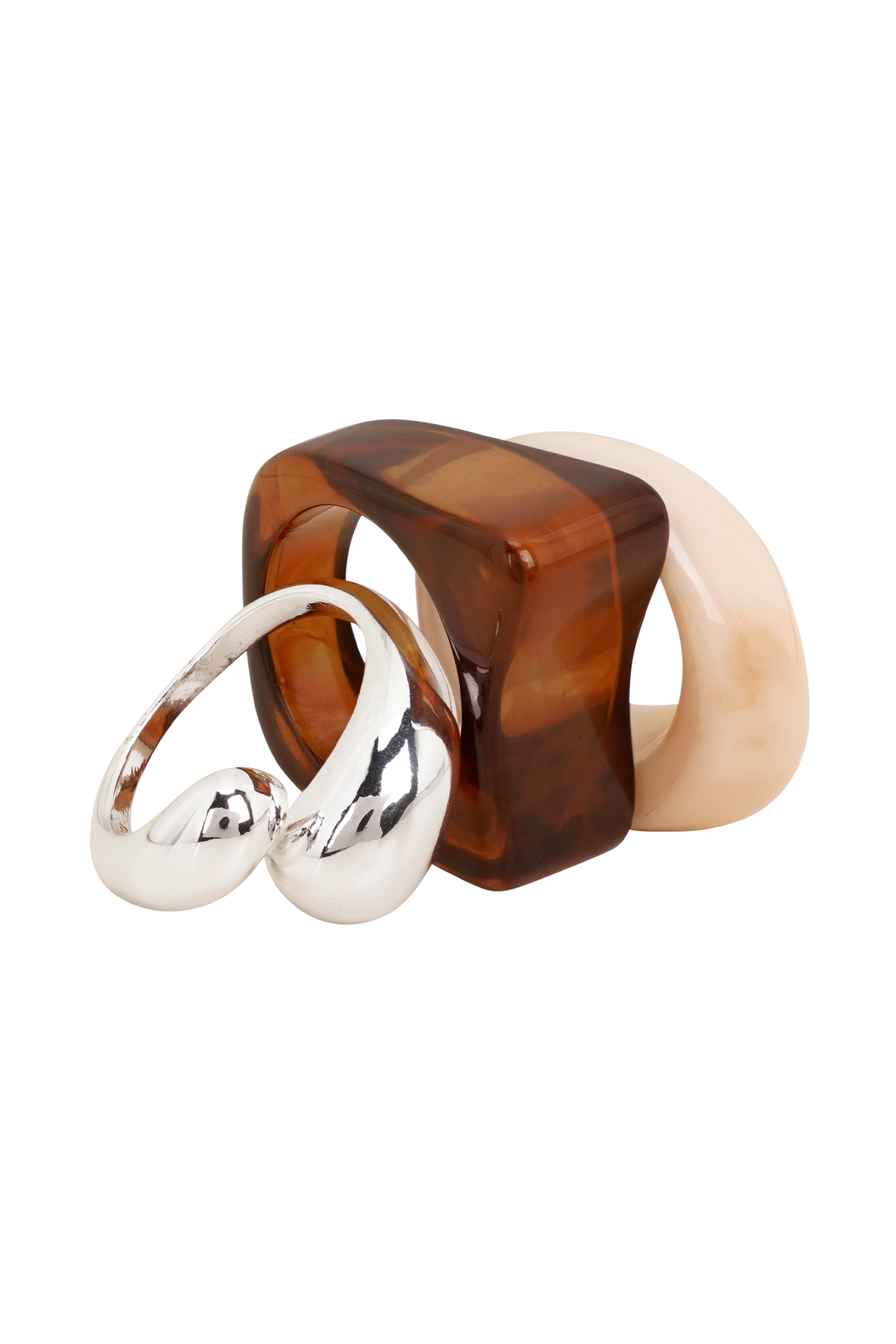 Romeo 3 Stack Ring Set - Silver