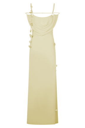 Rosalie Floral Chiffon Maxi Dress - Pastel Lemon