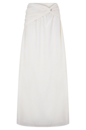 Scottie Gathered Linen Knot Maxi Skirt - Oat Marle