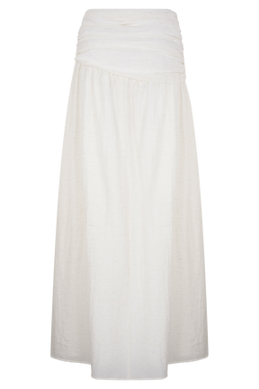 Scottie Gathered Linen Knot Maxi Skirt - Oat Marle