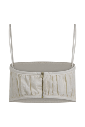 Scottie Shirred Linen Bandeau - Oat Marle