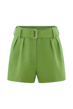 Scout Linen Belted Shorts - Green