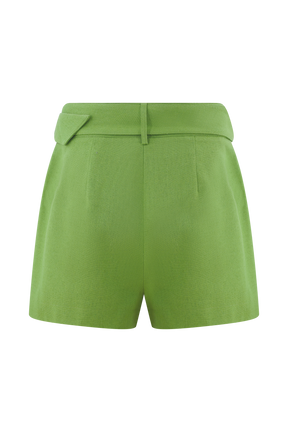 Scout Linen Belted Shorts - Green