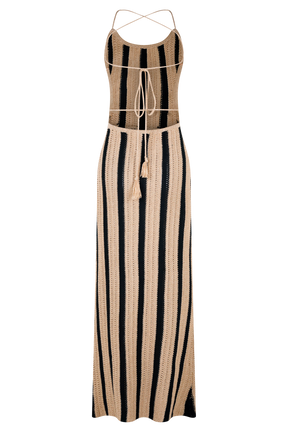Shepherd Crochet Halter Maxi Dress - Gold/Black