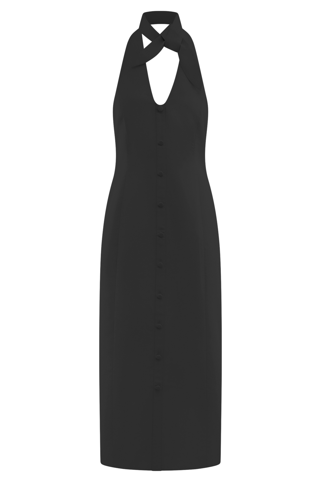 Simona Halter Neck Midi Dress - Black